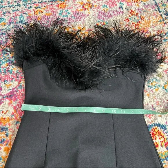 NWT Catchall Naomi Black Strapless Feather Trimmed Bandage Maxi Bodycon Dress - Picture 15 of 16
